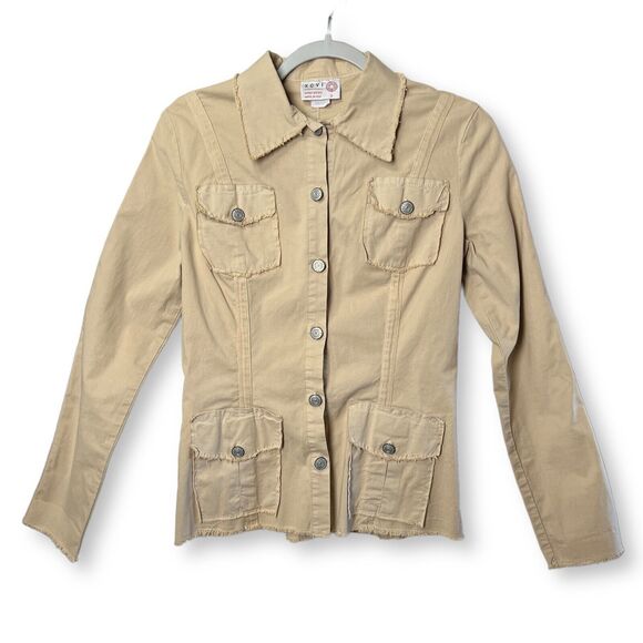 XCVI Jackets & Blazers - XCVI Wearables Lightweight Long Sleeve Military Jacket SIZE S Beige Shirt USA
